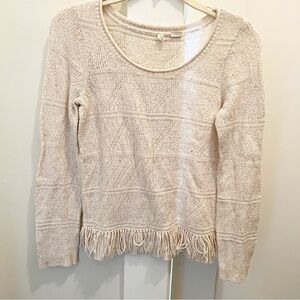 Moth Anthropologie Confetti Knit‎ Fringe Sweater